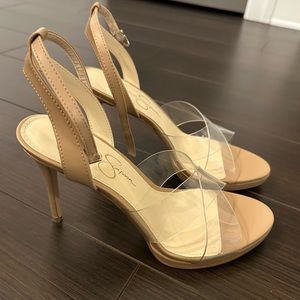 Jessica Simpson Heels Clear Straps EUC